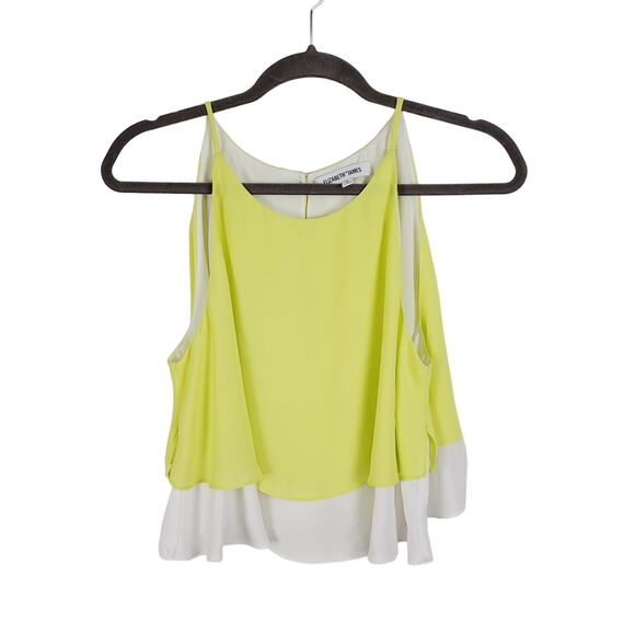 Elizabeth and James Lila yellow and white color block flowy layered blouse Large - Picture 1 of 7